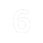 A green background with the number six in white.