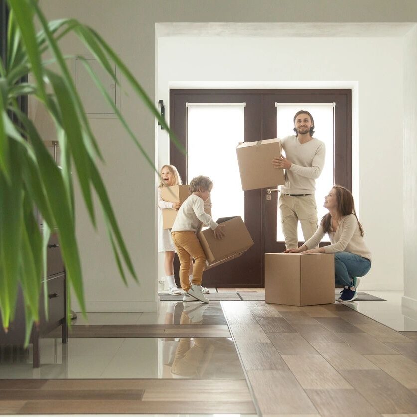 A family moving into their new home.